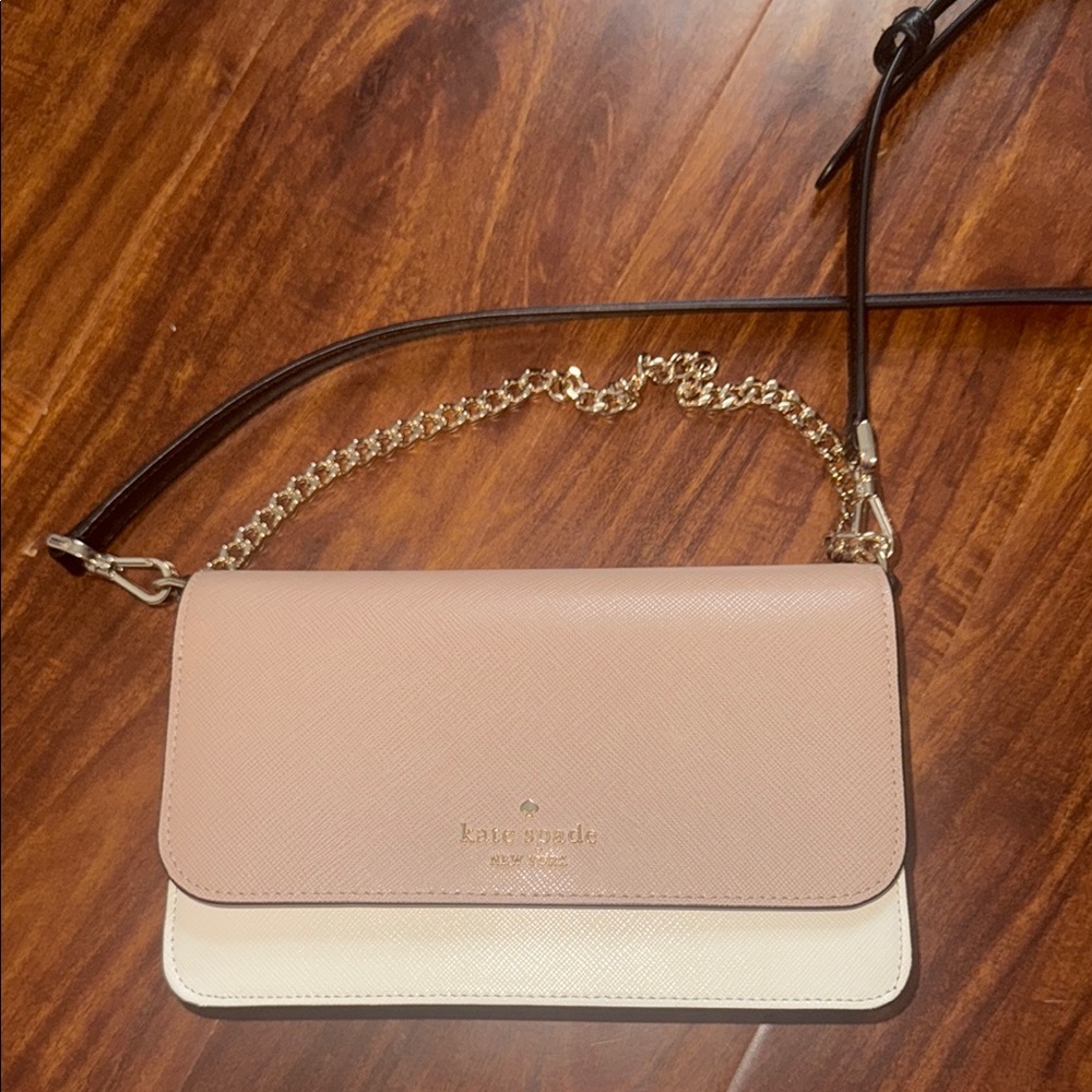 Kate Spade Mauve and Cream Crossbody with Gold Chain